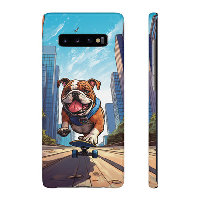 Skateboarding Bulldog: Urban Adventure Cartoon Case