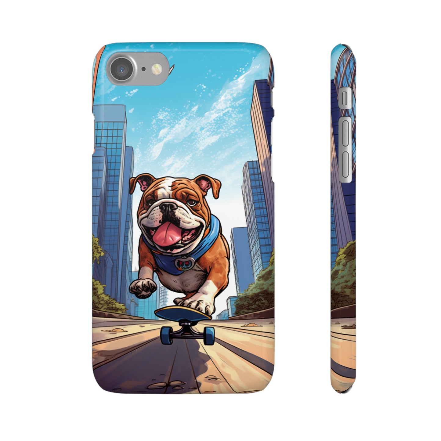 Skateboarding Bulldog: Urban Adventure Cartoon Case