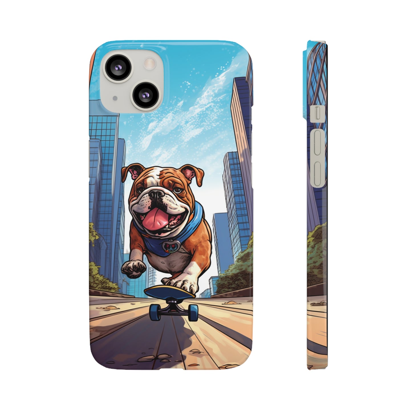 Skateboarding Bulldog: Urban Adventure Cartoon Case