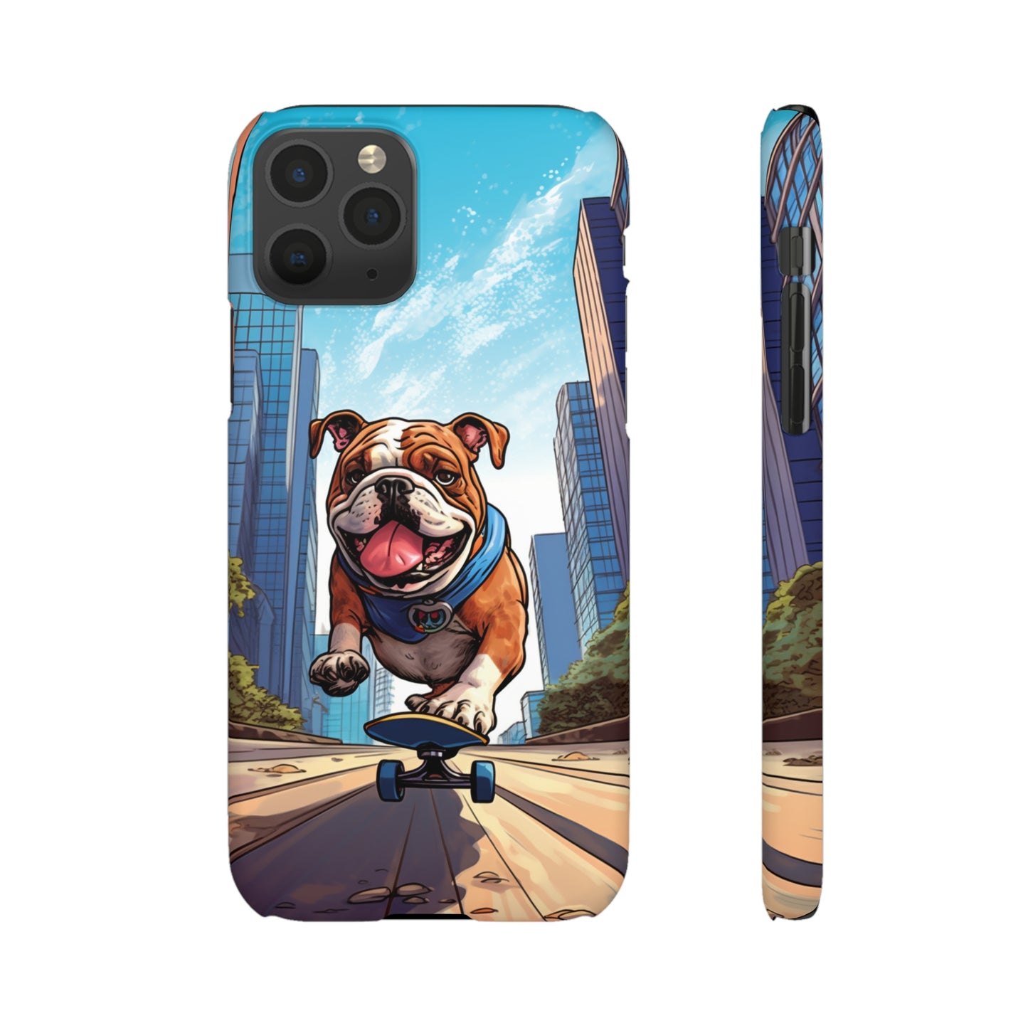 Skateboarding Bulldog: Urban Adventure Cartoon Case