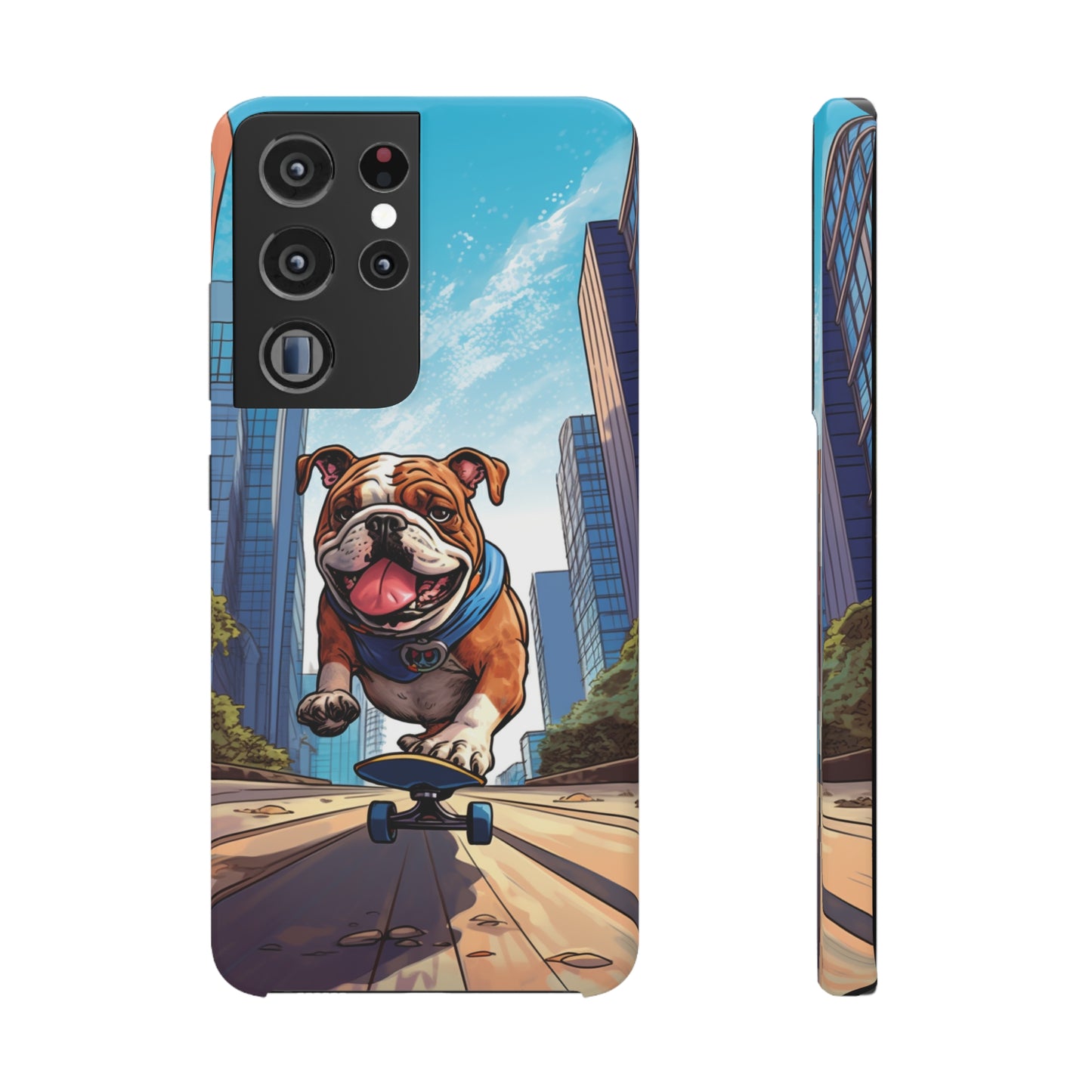 Skateboarding Bulldog: Urban Adventure Cartoon Case