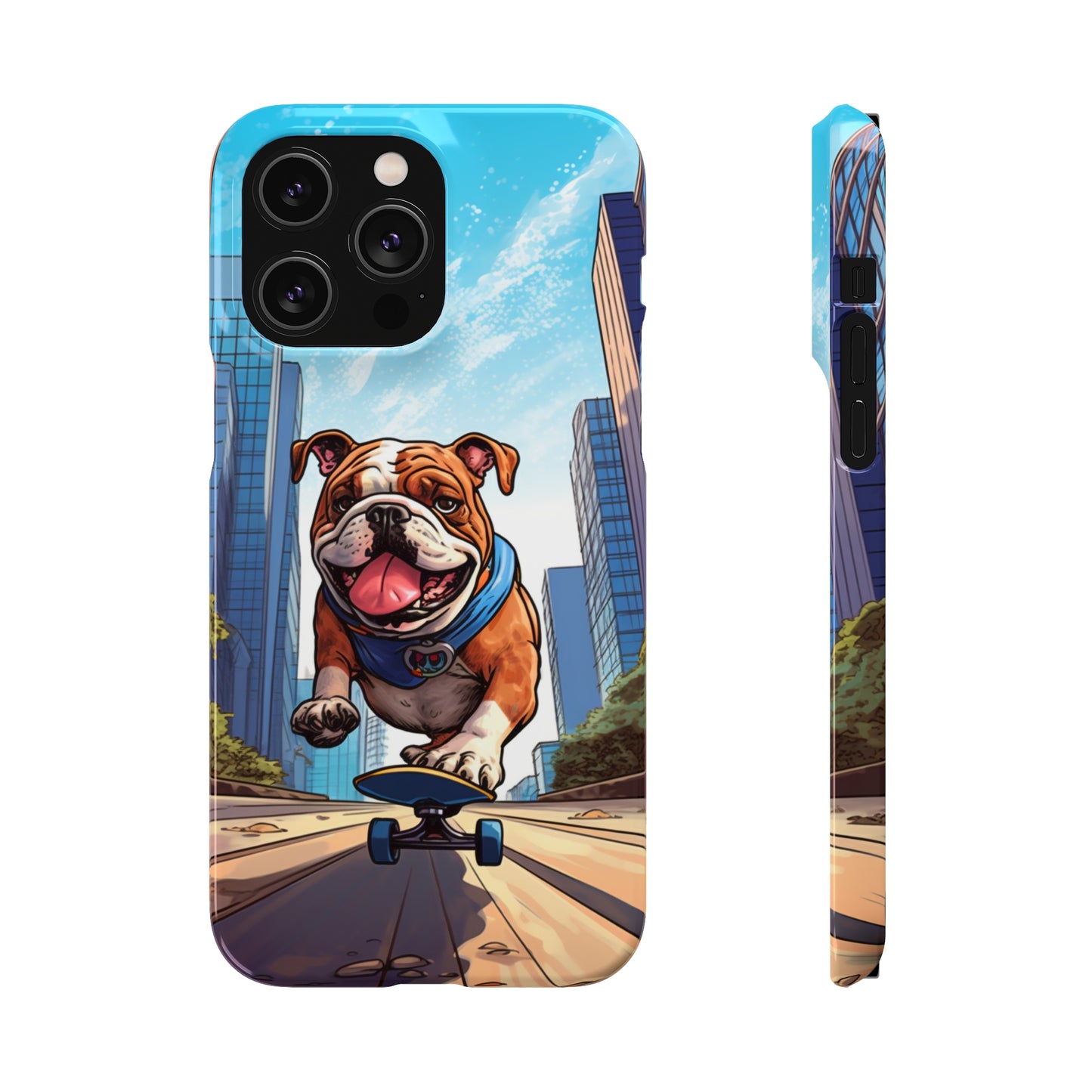 Skateboarding Bulldog: Urban Adventure Cartoon Case