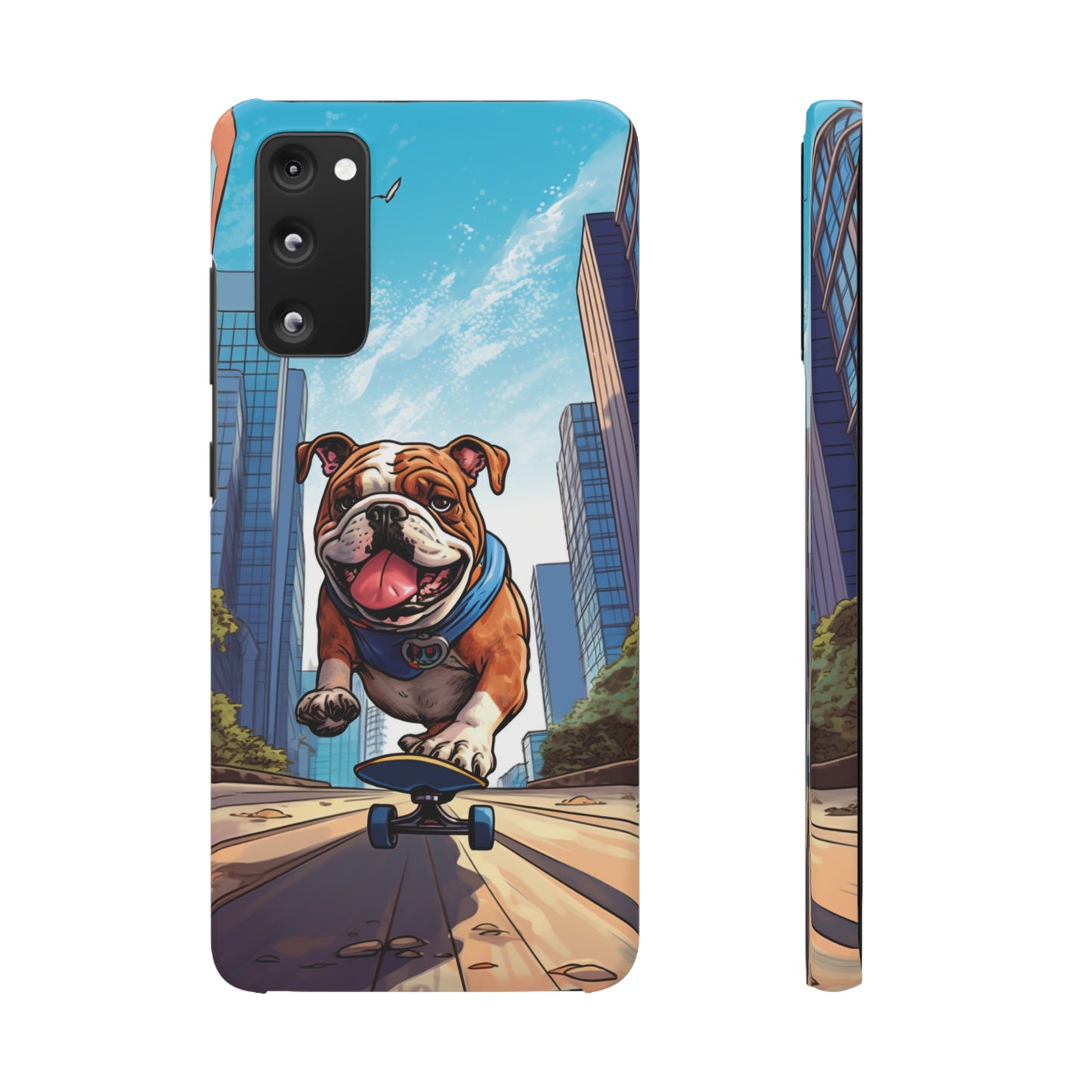 Skateboarding Bulldog: Urban Adventure Cartoon Case