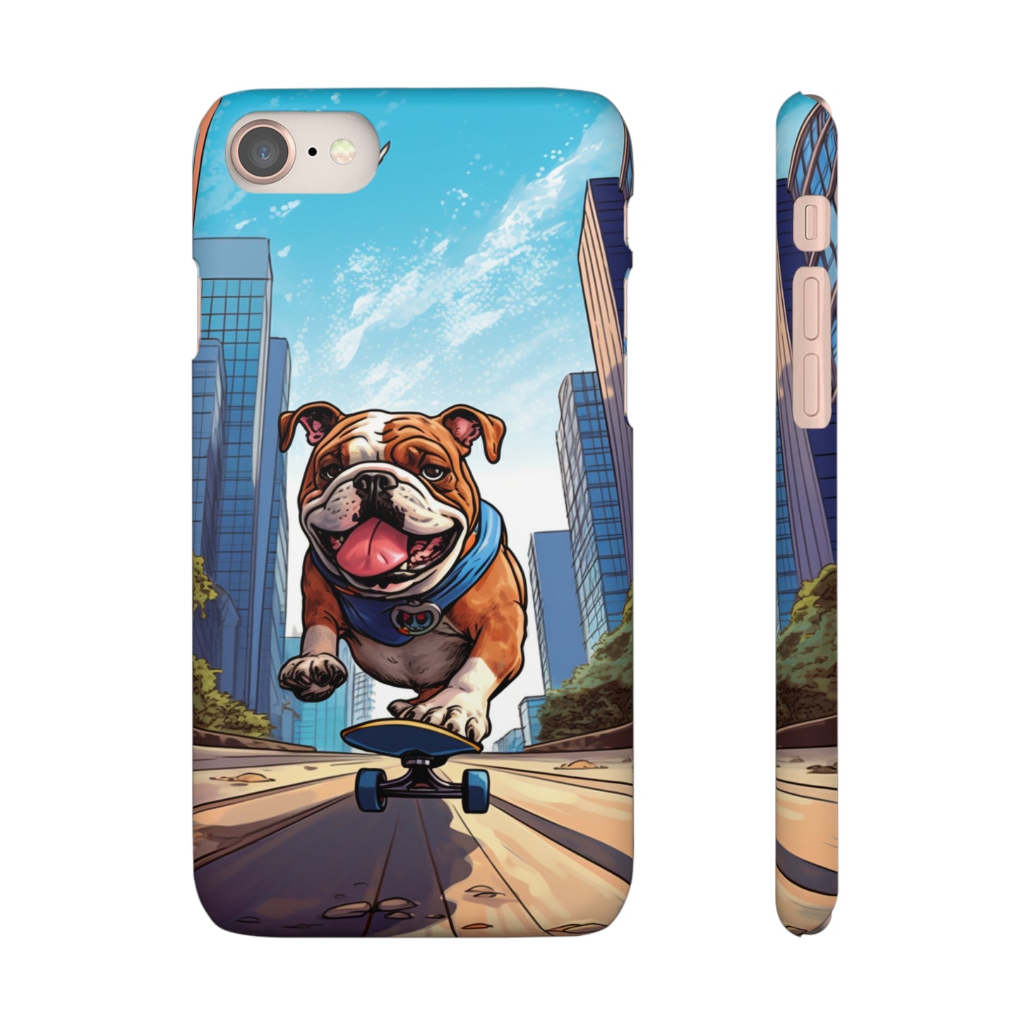 Skateboarding Bulldog: Urban Adventure Cartoon Case