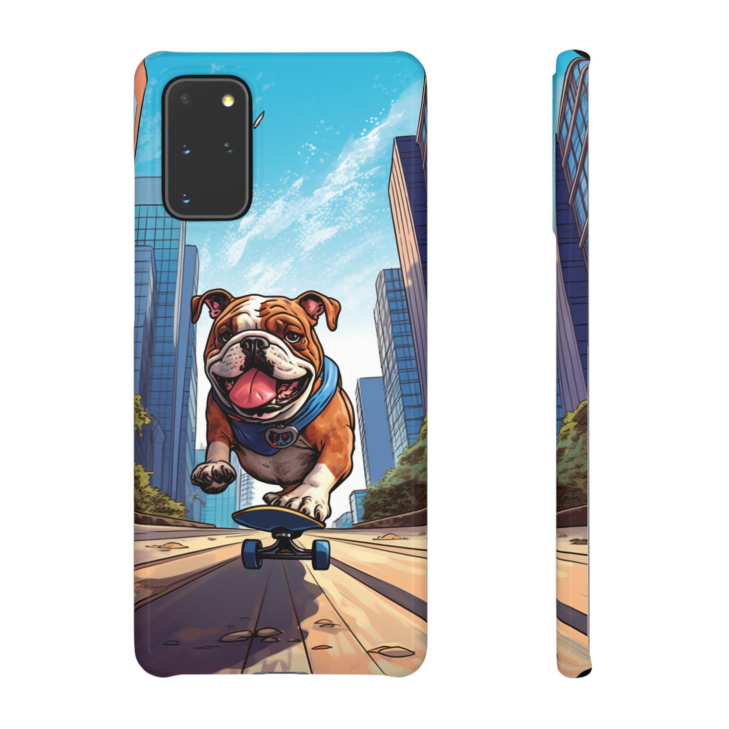 Skateboarding Bulldog: Urban Adventure Cartoon Case