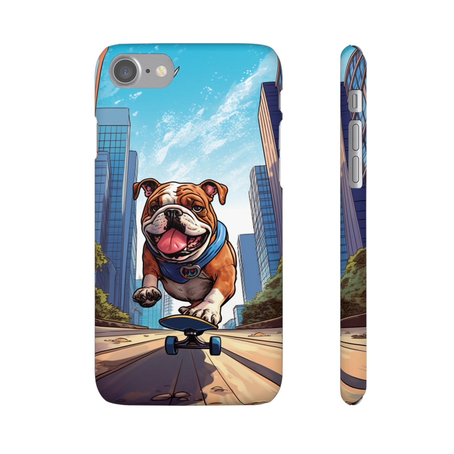 Skateboarding Bulldog: Urban Adventure Cartoon Case