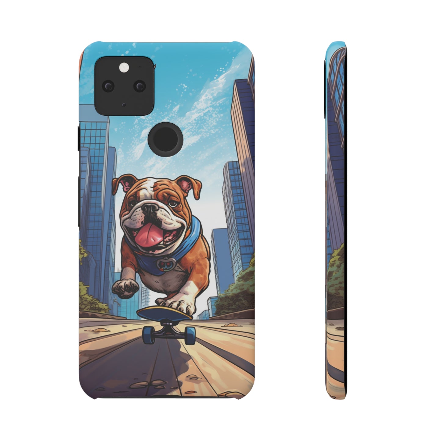 Skateboarding Bulldog: Urban Adventure Cartoon Case