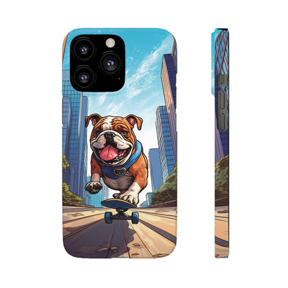 Skateboarding Bulldog: Urban Adventure Cartoon Case