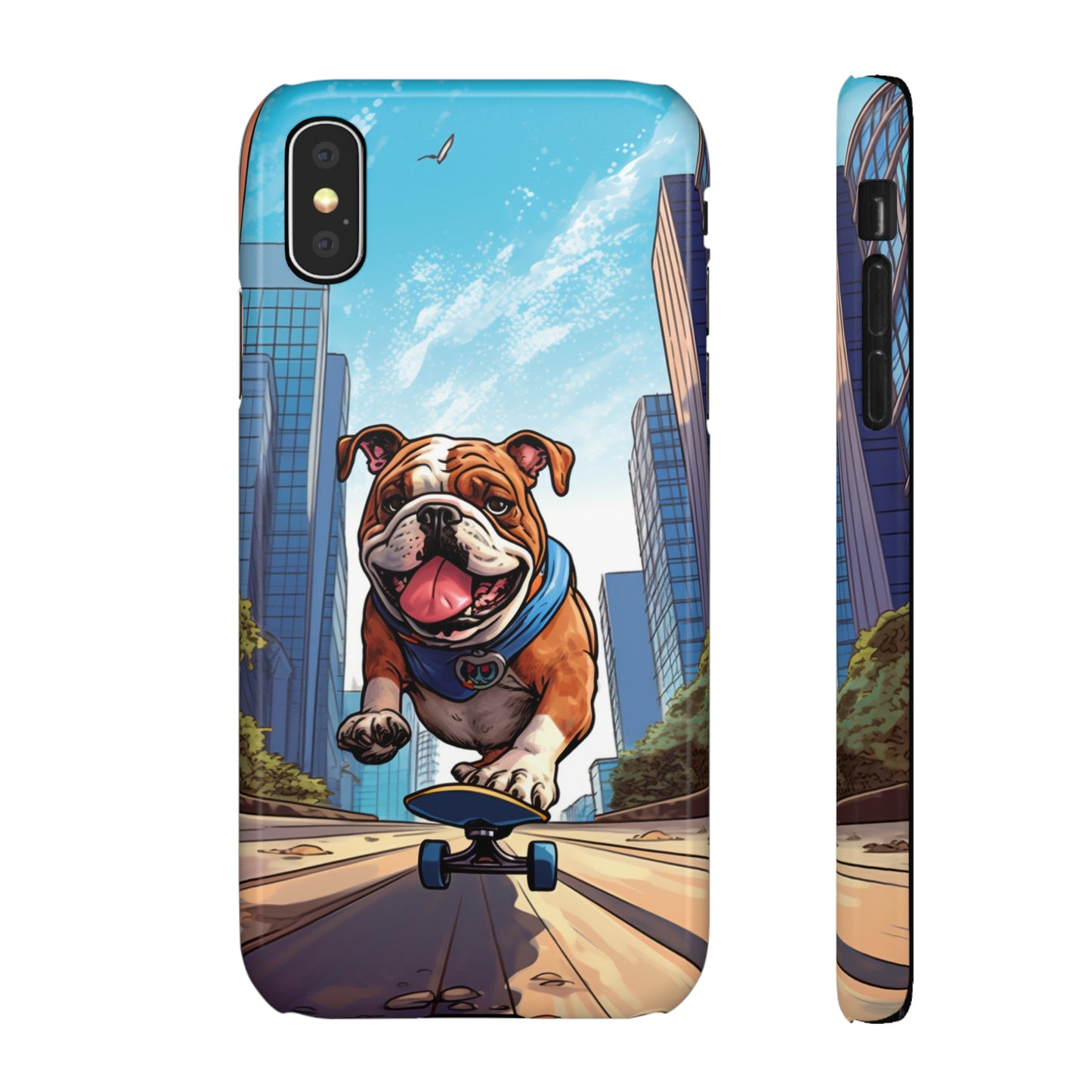 Skateboarding Bulldog: Urban Adventure Cartoon Case