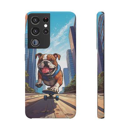 Skateboarding Bulldog: Urban Adventure Cartoon Case