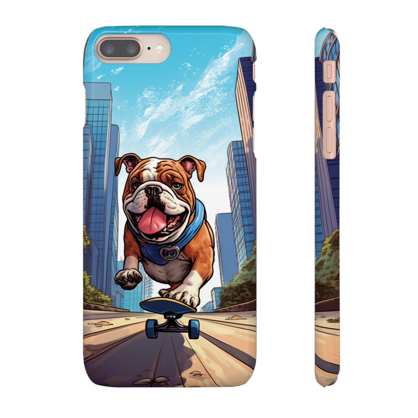 Skateboarding Bulldog: Urban Adventure Cartoon Case