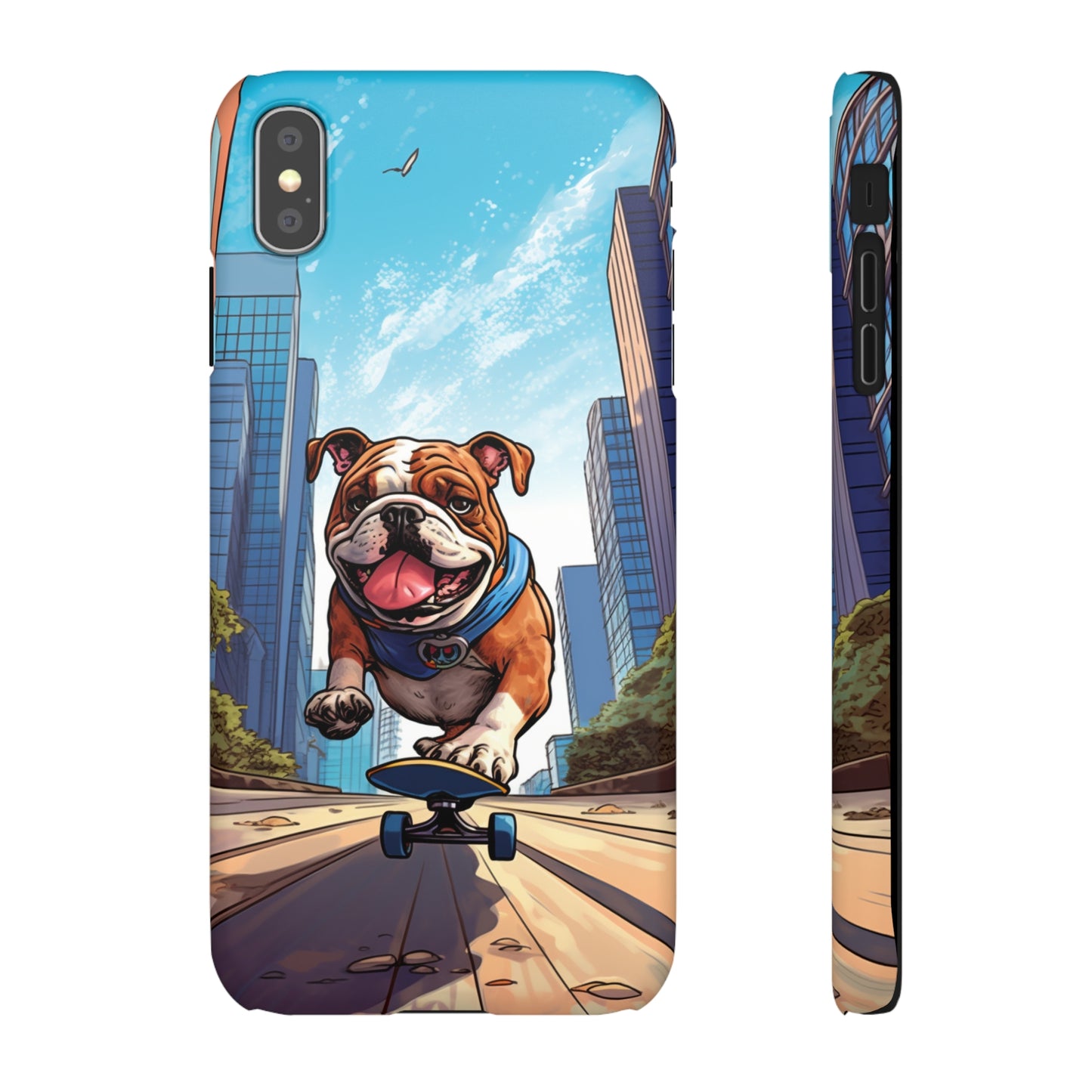 Skateboarding Bulldog: Urban Adventure Cartoon Case