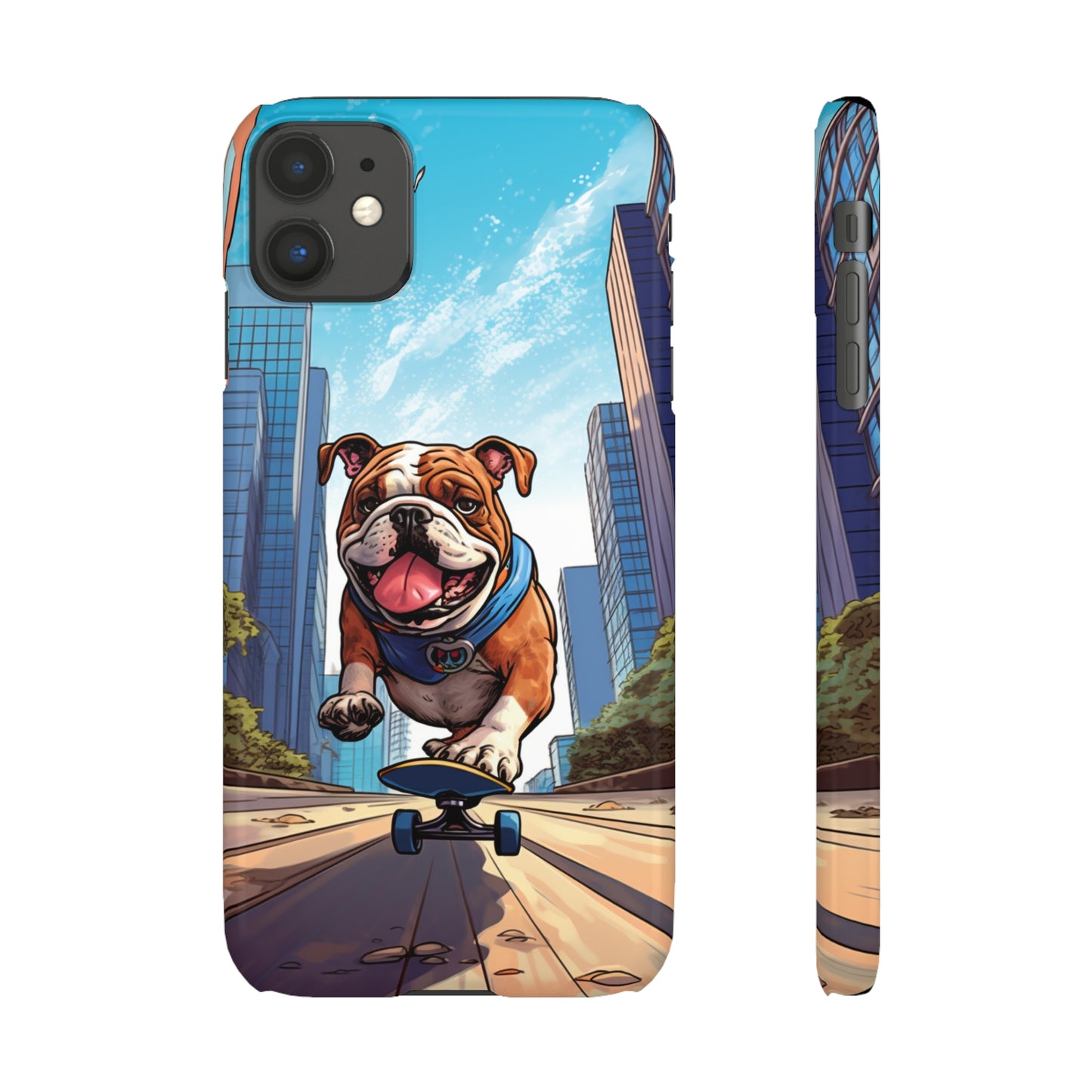 Skateboarding Bulldog: Urban Adventure Cartoon Case