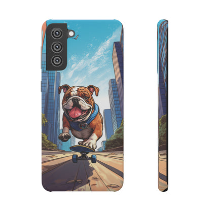 Skateboarding Bulldog: Urban Adventure Cartoon Case