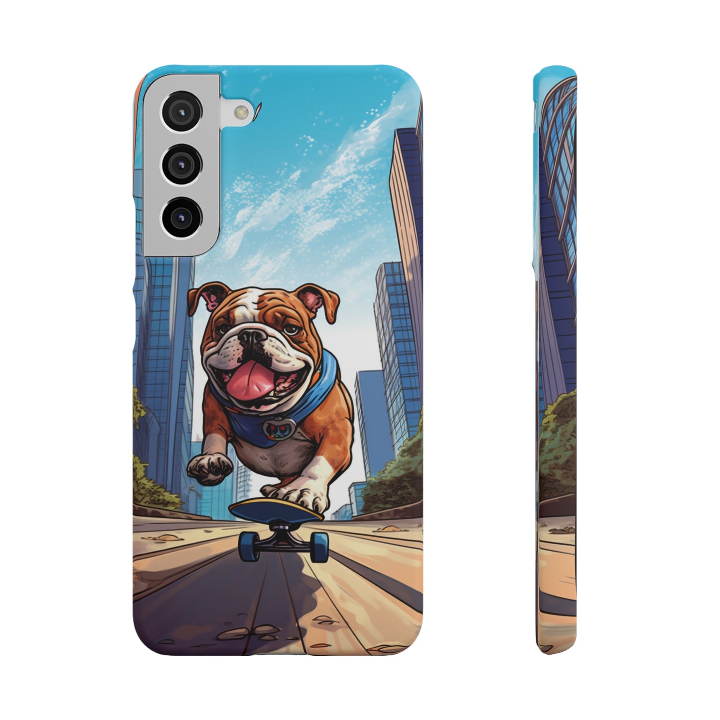 Skateboarding Bulldog: Urban Adventure Cartoon Case