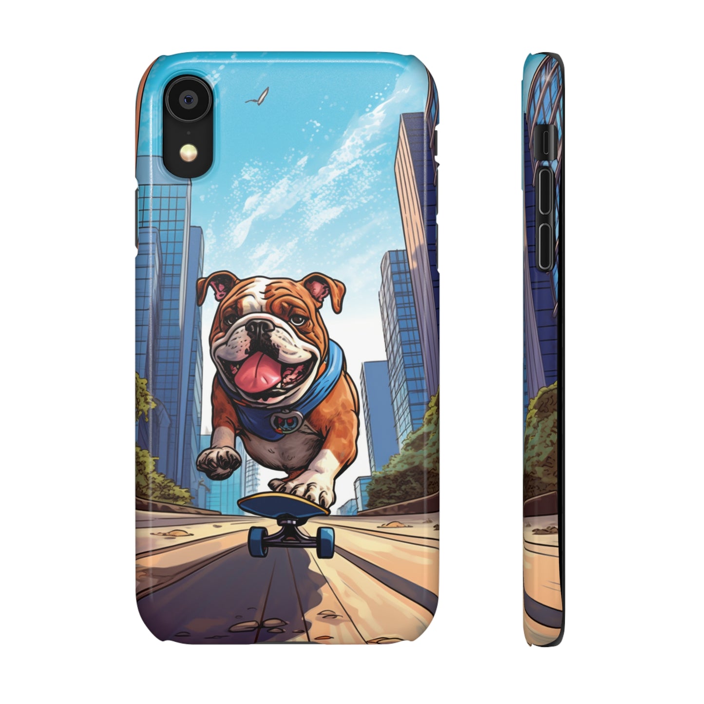 Skateboarding Bulldog: Urban Adventure Cartoon Case